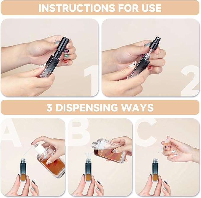 Perfume Refill Bottle, Mini Leak-proof Portable Perfume Travel Refillable Dispenser, 5pcs 10ml Empty Atomizer Sprayer, Pocket Glass Bottle with Funnel and Pipette for Cologne (Gradientblue Black)