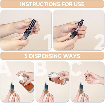 Perfume Refill Bottle, Mini Leak-proof Portable Perfume Travel Refillable Dispenser, 5pcs 10ml Empty Atomizer Sprayer, Pocket Glass Bottle with Funnel and Pipette for Cologne (Gradientblue Black)