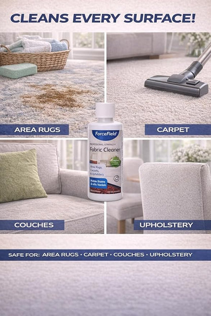 ForceField Fabric Cleaner 4 oz – Removes Tough Stains from Upholstery, Carpet, Rugs & Clothing – No Re-Soiling Formula, WoolSafe Approved, Deep Fiber Cleaning