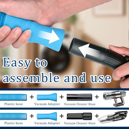 Dryer Vent Cleaner Kit - Compatible Universal Vacuum Attachment Hose with Most Vacuum Cleaner, Dryer Lint Cleaner Kit and Cleaning Brush Tools for Efficient Dryer Vent Hose Maintenance (Blue)