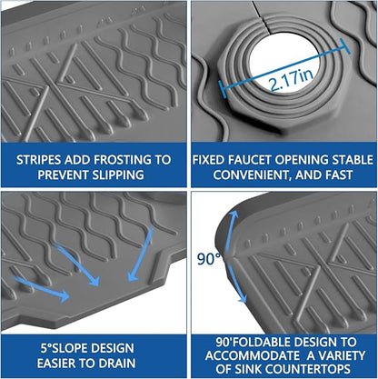Sink Splash Guard Gen2-17" x 6'' Kitchen Sink Accessories,Silicone Sink Mat Splash Guard,fit for Countertop, Bathroom,Farmhouse,RV by EBIGIC (Grey)