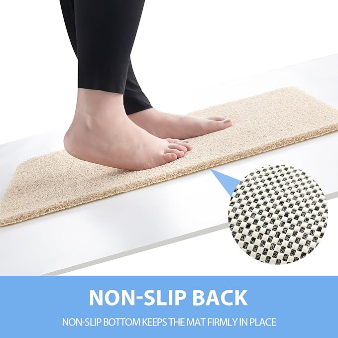 Hargiis Non Slip Shower Mat, Anti Slip Bath Mat, Quick Drying Bath Tub Mats, Foot Scrubber Mat, Anti Slip Mat for Tub, Floor, Bathroom, Home, Kitchen, Hotel (Beige 24”x24”)