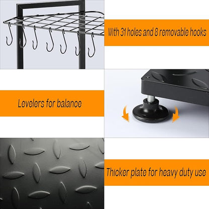 UU-Major Garden Tool Organizer,Yard Tool Rack Heavy Duty,Free Standing for Garage Corner,Garage Organization,Garage Organizers and Storage,Garden Tool Holder for Lawn,Shed,Outdoor,Metal