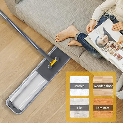 MASTERTOP 36" Professional Industrial Dust Mop for Floor Cleaning, Heavy Duty Wet & Dry Commercial Mop,Large Flat Floor Mops with Telescopic 62'' Long Handle,Dust Broom for Hardwood,Tiles,Office