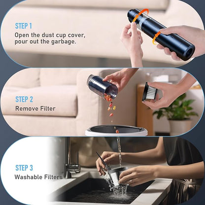 Mini Vacuum Portable Cordless Handheld Vacuum Cleaner, 4-in-1 Small Vacuum with 2 Suction Modes and 16kPa for Desk, Computer, Keyboard & Car, Desktop Vacuum with Blowing & Inflating 2 Modes