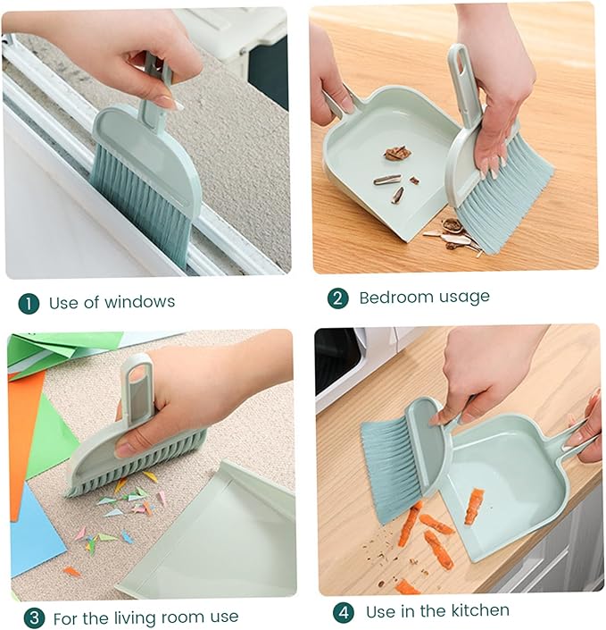 Mini Broom and Dustpan Set, Portable Handheld Sweeper, Portable Mini Hand Broom and Dustpan Combo for Home Table Keyboards Sofa Kitchen