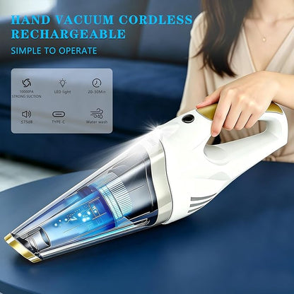Handheld Vacuum Cordless, Dust Busters Cordless Rechargeable Car Vacuum with LED Light, Strong Suction with Filters, Vacuum Cleaner for Car, Handheld Vacuum for pet hair /Home/Office, Quick Clean
