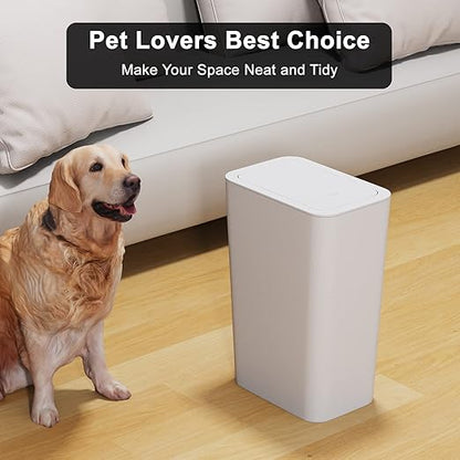 N. NETDOT 3 Pack 2.6 Gallon / 10L Bathroom Trash Can with Lid,Kitchen Garbage Can Small Trash Bin Waste Basket for Bathroom,Kitchen,Bedroom,Living Room,Office - Off White