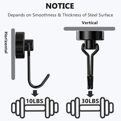 Tohoer Magnetic Hooks, Neodymium Magnets Hook Heavy Duty 30LBS with Rust Proof for Fridge, Refrigerator, Oven, Grill, BBQ, Key, Tools Holder, Utensil, Kitchen, Outdoor, Magnet for Hanging Wreaths