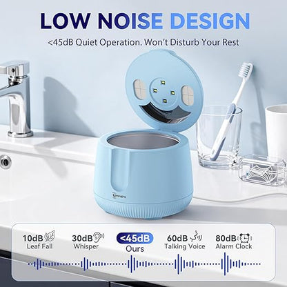Ultrasonic Retainer Cleaner Machine 48kHz, Dental Cleaning Pod, Ultrasonic Retainer Cleaner for Dentures, Aligners, Mouth Guards, Toothbrush Heads and Jewelry with 200ML Capacity, LAB Supply
