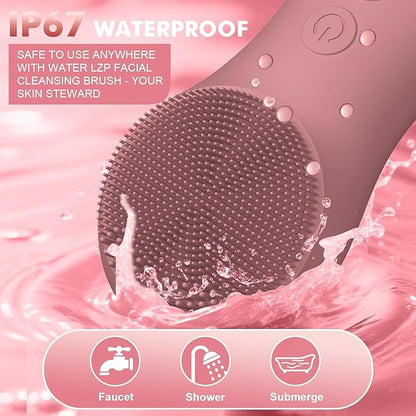 LZP Silicone Face Scrubber, Electric Facial Cleansing Brush with 6 Speeds Vibration Technology, Rechargeable & Waterproof Exfoliating Scrub Brush for Cleansing and Massaging, Men Women