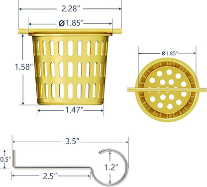 Neodrain Golden Strainer-Hook, Stainless Steel Hair and Debris Strainer, Only Fit Neodrain Shower Drain,Hair Trap,Shower Drain Hair Catcher with Lifting Hook