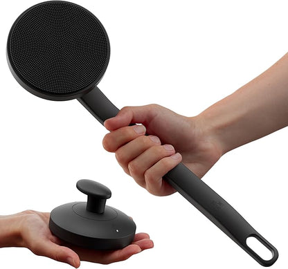 Aura Body Clean Pro⁺ - Silicone Electric Body Scrubber for Acne, Ingrown Hair & KP - IPX7 Waterproof, Rechargeable Exfoliating Shower Brush with Handle. Freeform Grip, & 7000+ Sonic Vibration - Jet
