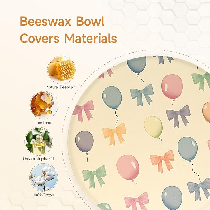 Beeswax Bowl Covers for Bread Proofing, 2 Pack 10 Inch Reusable Cotton Bread Covers with Elastic Edge, Fit 8''–11.5'' Mixing Bowls & Proofing Baskets for Sourdough, Mother Day Gift