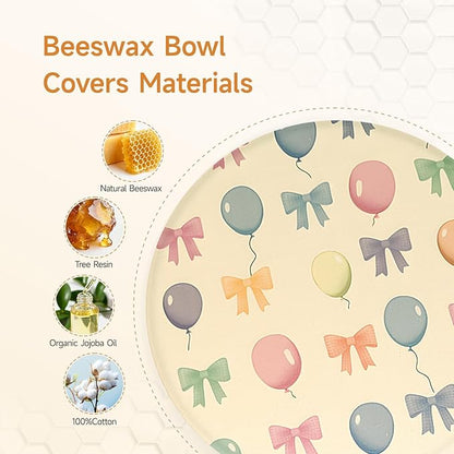Beeswax Bowl Covers for Bread Proofing, 2 Pack 10 Inch Reusable Cotton Bread Covers with Elastic Edge, Fit 8''–11.5'' Mixing Bowls & Proofing Baskets for Sourdough, Mother Day Gift