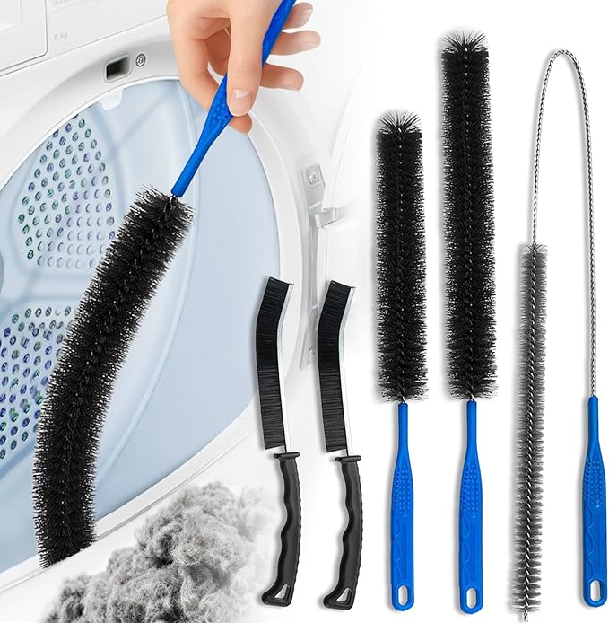 5 Pack Dryer Vent Cleaner Kit, Extra Long Flexible Brushes for Lint, Pet Hair & Dust, Refrigerator Coils, Home Washers, Sinks & Drains