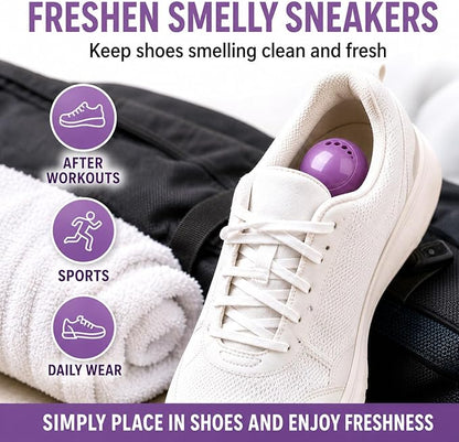 Knixmax Shoe Deodorizer Balls, Odor Eater Ball for Sneakers Boots Mules, Air Fresheners for Gym Gear Bags Lockers, Lavender scent, Pack of 6, Purple