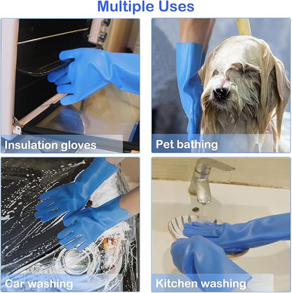 Pet Grooming Gloves, Dog Washing Gloves with High-Density Teeth, Heat Resistant Silicone Dog Bath Scrubber with Enhanced Five Finger Design, Bathing and Massaging for Dogs and Cats