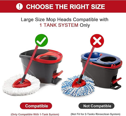 7 Pack Mop Heads Replacement for O-Ceda Easy Wrin Spin Mop, Microfiber Spin Mop Refills, Easy Cleaning Mop Head Replacement (7pcs 1-Tank Mop White)