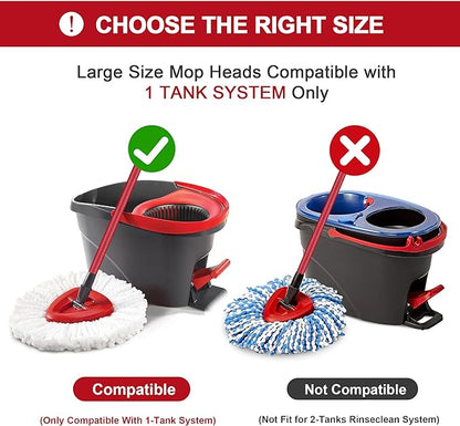 1 Pack Mop Heads Replacement for O-Ceda Easy Wrin Spin Mop, Microfiber Spin Mop Refills, Easy Cleaning Mop Head Replacement (1pc 1-Tank Mop White)