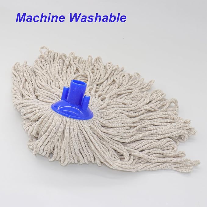 EaseYourDay Cotton Cloth Mop, 4 Section Stainless Steel Pole + Two Cotton String Mop Heads