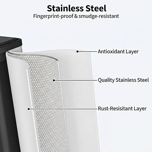 GarveeHome 60L/16 Gallon Dual Compartment Step Trash Can with Silent-Close Lid – Stainless Steel Recycling Bin for Kitchen, Office, Living Room – Odor Control & Pet-Proof Design
