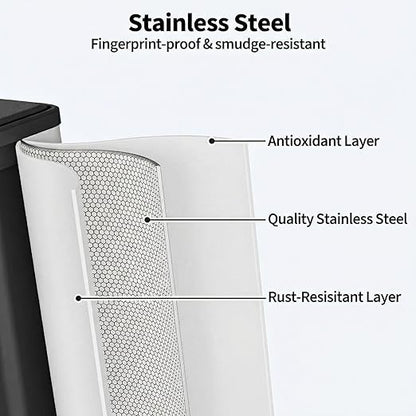 GarveeHome 60L/16 Gallon Dual Compartment Step Trash Can with Silent-Close Lid – Stainless Steel Recycling Bin for Kitchen, Office, Living Room – Odor Control & Pet-Proof Design