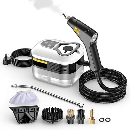 Aless 2500W Handheld High-Temperature Pressurized Steam Cleaner, 6 Adjustable Levels Portable Steamer with 1200ml Tank, 10s Heat-Up for Kitchen, Grout, Sofa, Car Detailing,Power of Water Steam (White)