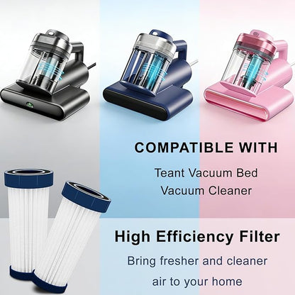 Mattress Vacuum Replacement Filter Compatible with Teant Mattress Vacuum Cleaner,Teant Blue, Gray Upgrade and Pink Bed Vacuum Cleaner.HEAP Filter-4Pack