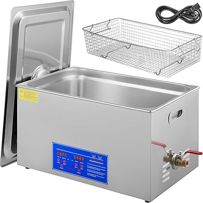 VEVOR 22L Industrial Sonic Cleaner with Digital Timer&Heater 40kHz Professional Sonic Cleaner 110V with Excellent Cleaning Effect for Wrench Tools Industrial Parts Mental Apparatus