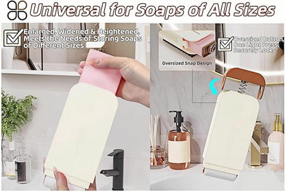 Travel Soap Case, 3-in-1 Leak Proof Soap Holder with Brush & Lathering Roller, Portable Container for Laundry & Shoe Washing, Ideal for Travel, Camping, Gym, Dorm (Multicolor)
