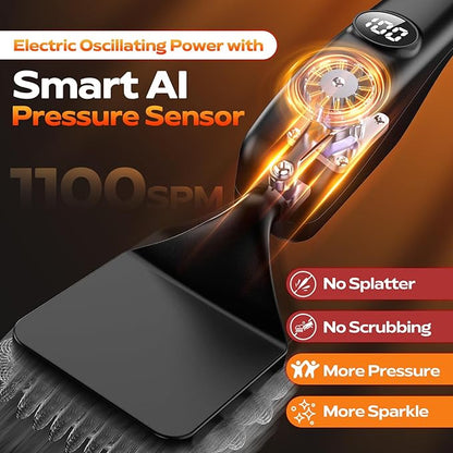 Reciprocating Electric Grill Brush, Bristle-Free Grill Brush for Outdoor Grill, BBQ Grill Brush, Grill Cleaner with 3 Replaceable Brush Heads, No Splash, Effort-Saving, Deep Cleaning, Black