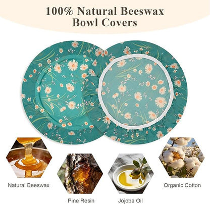 3 Pack Beeswax Bowl Covers Reusable (12 Inch Large),Bowl Covers for Bread Proofing,Elastic,Natural Beeswax Organic Cotton,For Sourdough Proofing,Large Containers&Food Storage