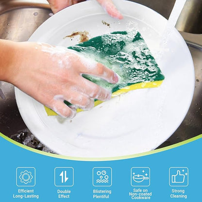 AIDEA XL Scrub Sponges 24Count, Sponges for Dishes, Extra Large Sponge for Cleaning Kitchen and Household, Heavy Duty Sponge Safe for Non-Coated Cookware, Cleaning Power for Bathroom, House