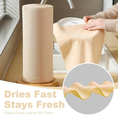 Jessy Home 2 Roll Reusable Paper Towels,100 Sheets Tear Away Microfiber Cleaning Cloth, Lint Free Cleaning Rags for Kitchen, Dishcloth,Household Cleaning Supplies