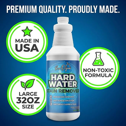 Evo Dyne Hard Water Stain Remover – Hard Water Spot Remover for Glass, Shower Doors, Tile & Bathroom Surfaces – Fiberglass Tub Cleaner & Fiberglass Shower Cleaner – 32oz