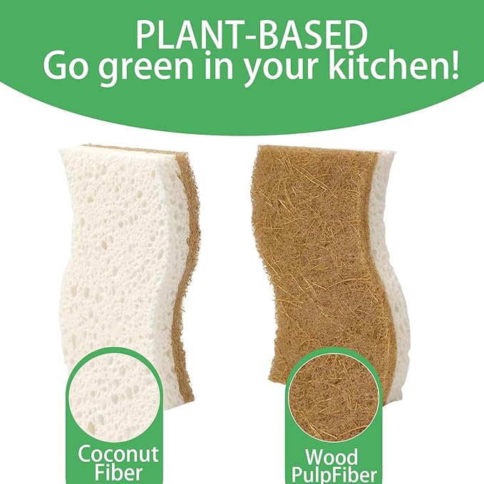6PCS Natural Loofah Dish Sponges, Biodegradable Non-Toxic Loofah Dish Scrubbers for Washing Dishes
