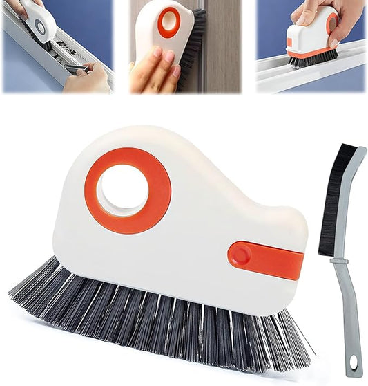 2 in 1 Groove Cleaning Brush, Easy to Store Window Track Cleaning Tools, Multifunction Window Track Cleaner, Track Cleaning Tools Suitable for Sliding Door Tracks, Shutter Door Window Track(Orange)