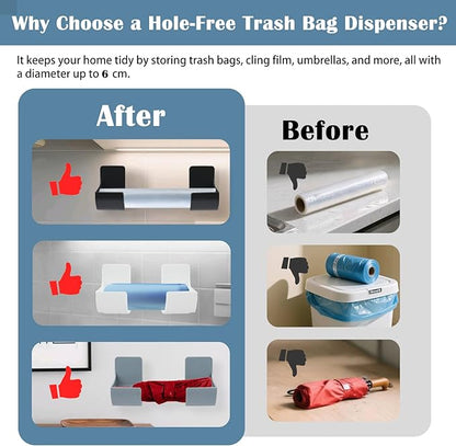 Zoyiancy 6Pcs Trash Bag Holder Dispenser, Adjustable Plastic Bag Roll Organizer, Wall Mount Garbage Bags Holder Dispenser for Home Kitchen Cabinet Storage Organization