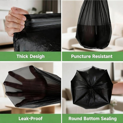 Small Trash-Bag 3 Gallon - Compostable Black Unscented Garbage Bags Super Tough Disposable Wastebasket Liners for Kitchen Countertop, Bathroom, Office Small Bins