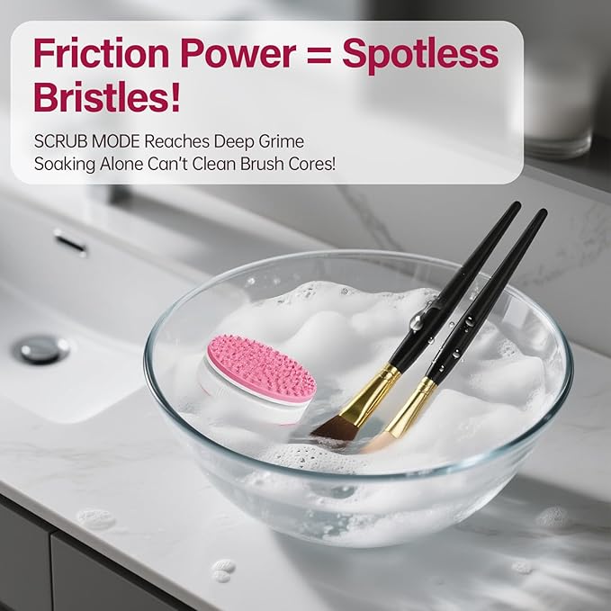 Norate Electric Makeup Brush Cleaner Machine & Deep Cleaning Solution Set, Automatic Spinning Washer with 1.98 Fl.Oz Cruelty-Free Shampoo, Quickly Removes Residue, Ideal Gifts for Women, Makeup Lover