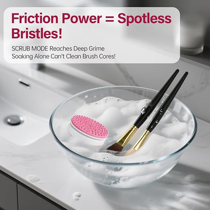 Norate Electric Makeup Brush Cleaner Machine & Deep Cleaning Solution Set, Automatic Spinning Washer with 1.98 Fl.Oz Cruelty-Free Shampoo, Quickly Removes Residue, Ideal Gifts for Women, Makeup Lover