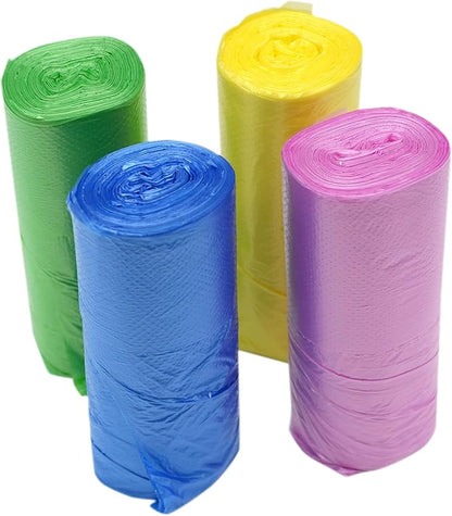 4 GALLON Bathroom Trash Bags 300 Counts Small HANDLES Garbage Bags for Office, Bathroom Wastebasket Waste Bin Colorful Portable Rubbish Bags (300)