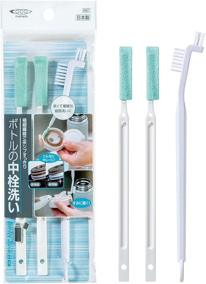 Mameta Kitchen Cleaner Bottle Inner Plug Wash White Groove Stick Approx. Width 1 0.6 17cm Slim Brush Approx. Width 2.7 x Depth 1.7 x Length 18.5cm KB-824 3 pcs