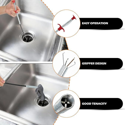 Drain Snake, 63-Inch Drain Clog Remover Tool, Flexible Grabber Claw for Bath Tub, Toilet, Kitchen Sink & Sewer
