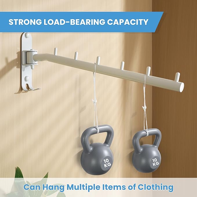 Mooche Swing Clothes Hanger Rack, Garment Racks Folding Clothes Bar Wall Mounted, 180°Rotation Laundry Drying Rack 304 Stainless Steel Space Saving for Laundry Room Bedroom Balcony, 11.93" Long