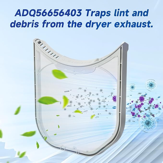 ADQ56656403 Dryer Lint Filter Screen Replacement for LG WashTower & Dryers | Compatible with DLEX4000W DLGX4001W DLGX4201B DLGX4201W | 11.2" × 10.9" Lint Trap | Replaces 4960837 AP7012980 PS16546780