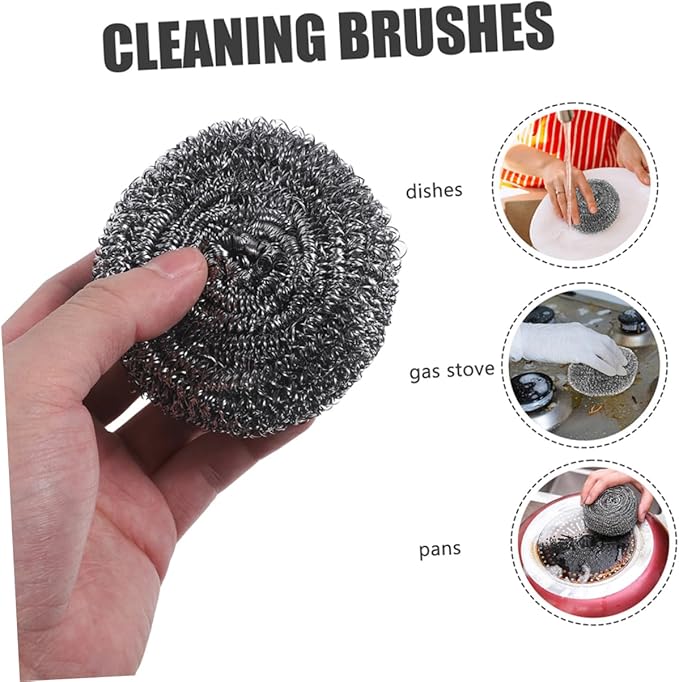 Unomor 8Pcs Stainless Steel Pot Balls Heavy Duty Wire Scrubbers for Kitchen Dish Removal Tool for Stovetops and Pots