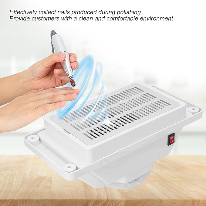 6W Nail Dust Collector, Quiet Desk Vacuum Cleaner, Dust Collector with Fan for Nails (US Plug 110V)