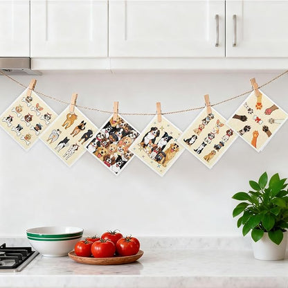 Mixed Dog Swedish Kitchen Dishcloths Dish Towels 6 Pack, Dogs Dish Towels for Kitchen, Swedish Dishcloth with Dogs Cute, Paper Towels Reusable, Dish Cloth Towel Cleaning Wipe for Home Party